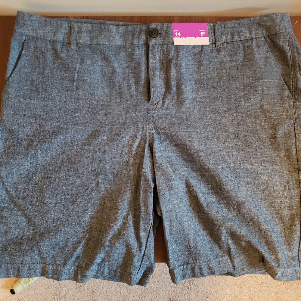 Merona Chambray Shorts 9" size 14